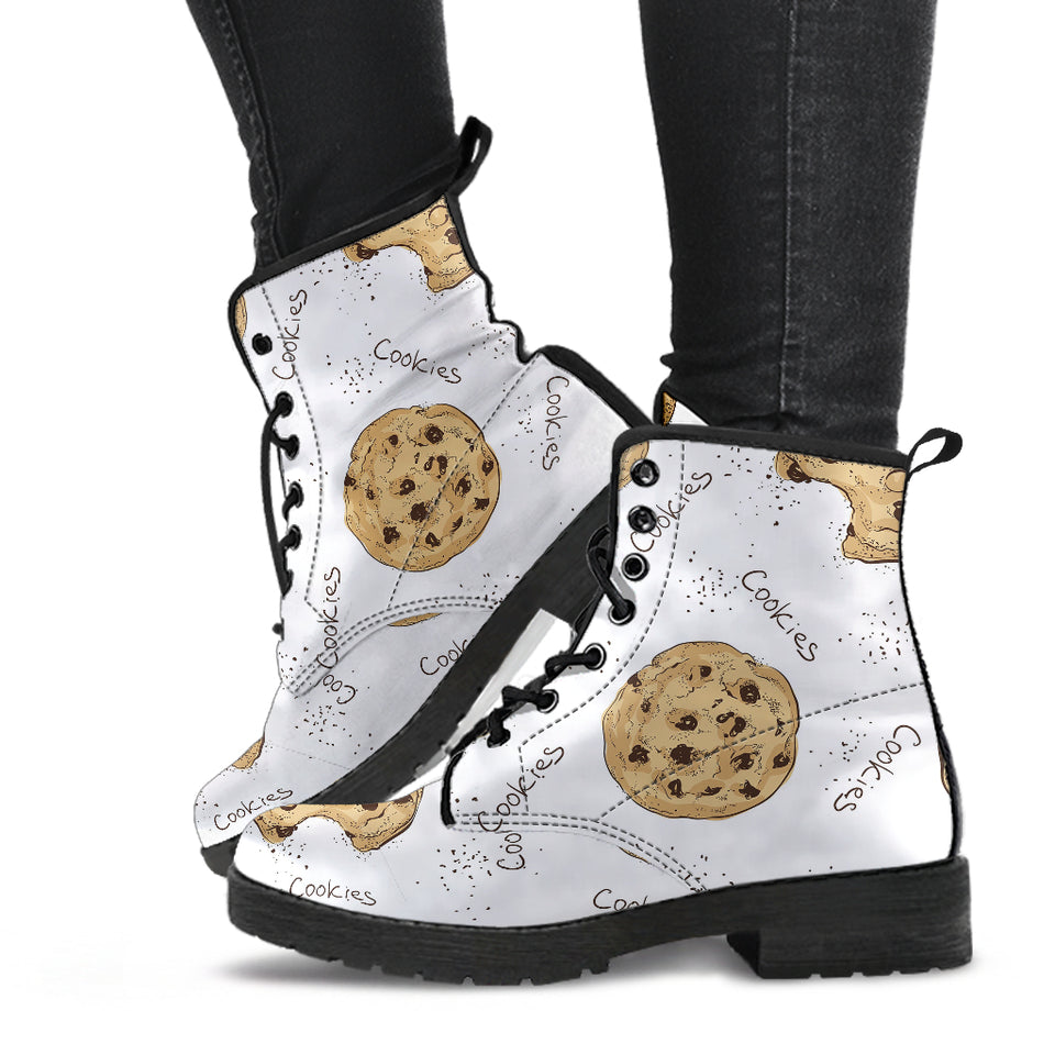 Sketch Style Cookie Pattern Leather Boots