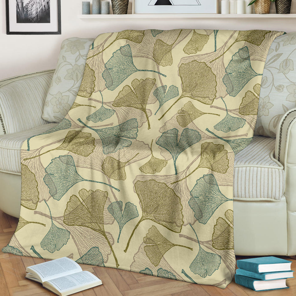 Ginkgo Leaves Design Pattern Premium Blanket