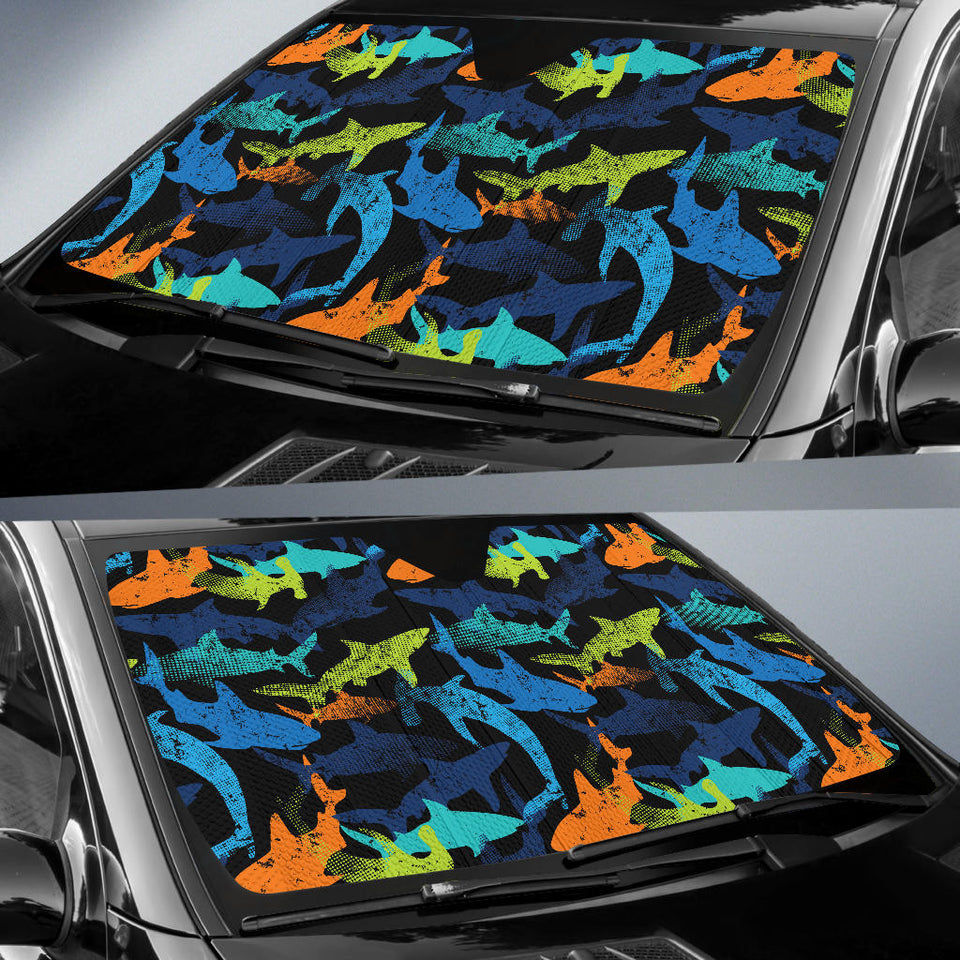 Colorful Shark Car Sun Shade