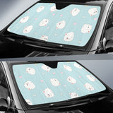White Cute Hamsters Heart Pattern Car Sun Shade