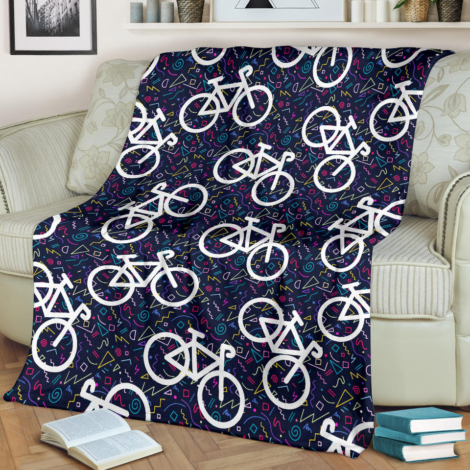 Bicycle Pattern Print Design 03 Premium Blanket