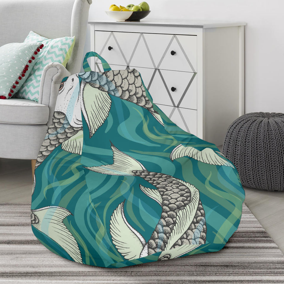 Koi Fish Carp Fish Lotus Pattern Bean Bag Cover