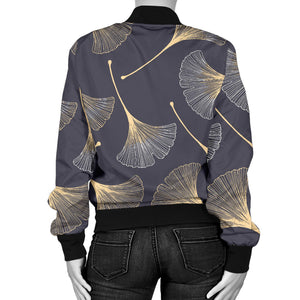 Gold Ginkgo Leaves Women'S Bomber Jacket