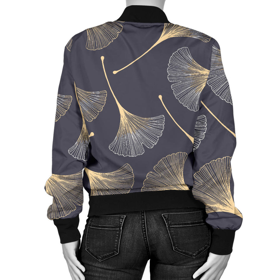 Gold Ginkgo Leaves Women'S Bomber Jacket