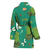 Cute Frog Dragonfly Design Pattern Women'S Bathrobe
