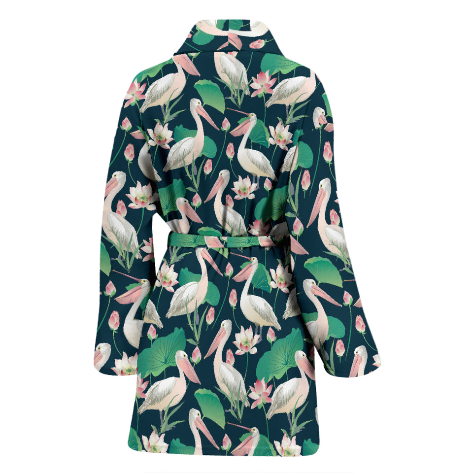 Pelican Pattern Print Design 03 Women's Bathrobe