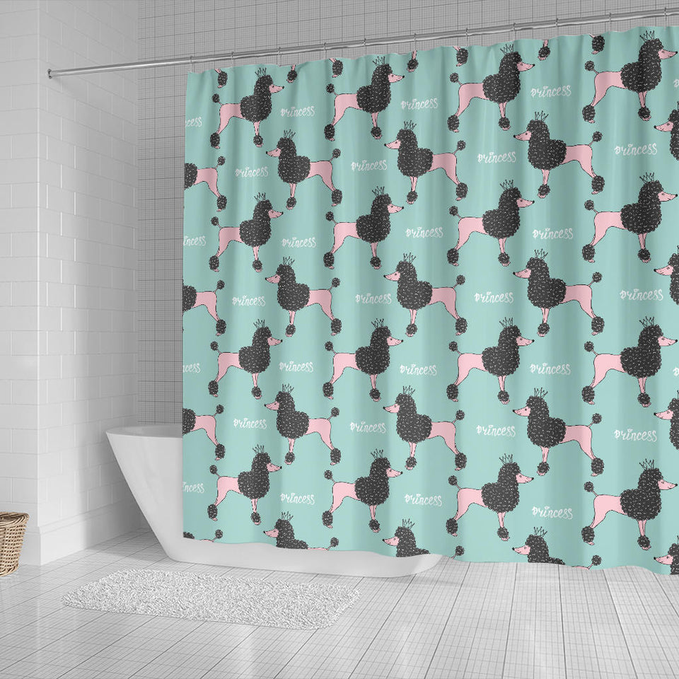 Poodle Dog Green Background Shower Curtain Fulfilled In US