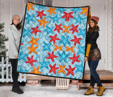 Blue Red Orange Starfish Pattern Premium Quilt