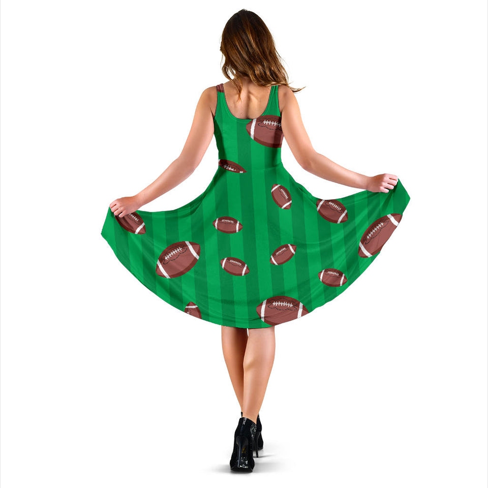 American Football Ball Field Background Sleeveless Midi Dress