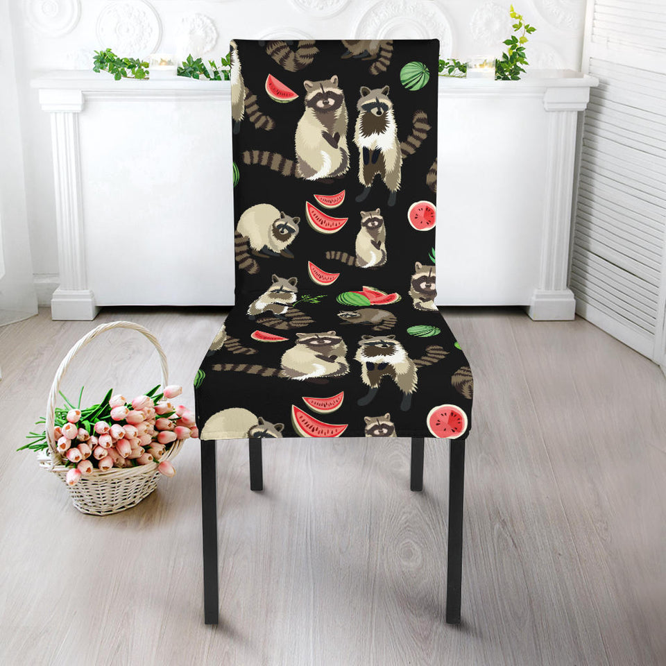 Raccoon Watermelon Pattern Dining Chair Slipcover