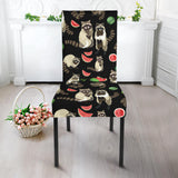 Raccoon Watermelon Pattern Dining Chair Slipcover
