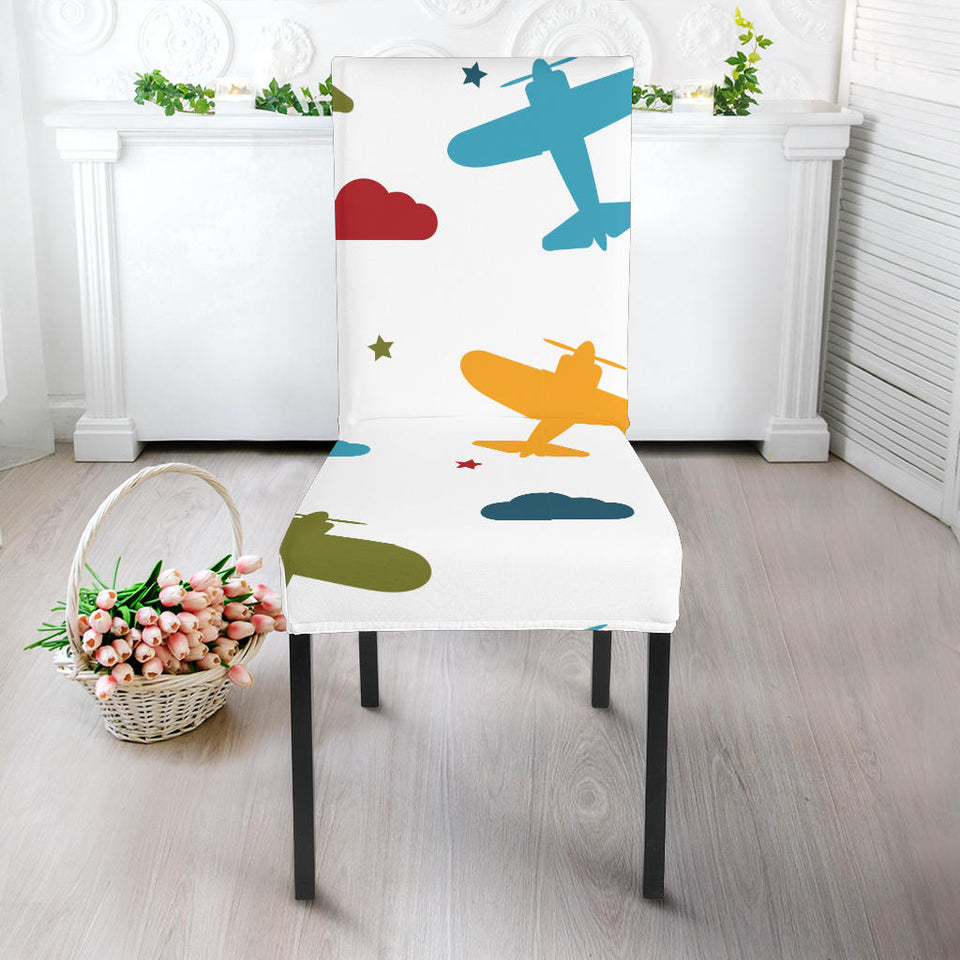 Airplane Star Cloud Colorful Dining Chair Slipcover