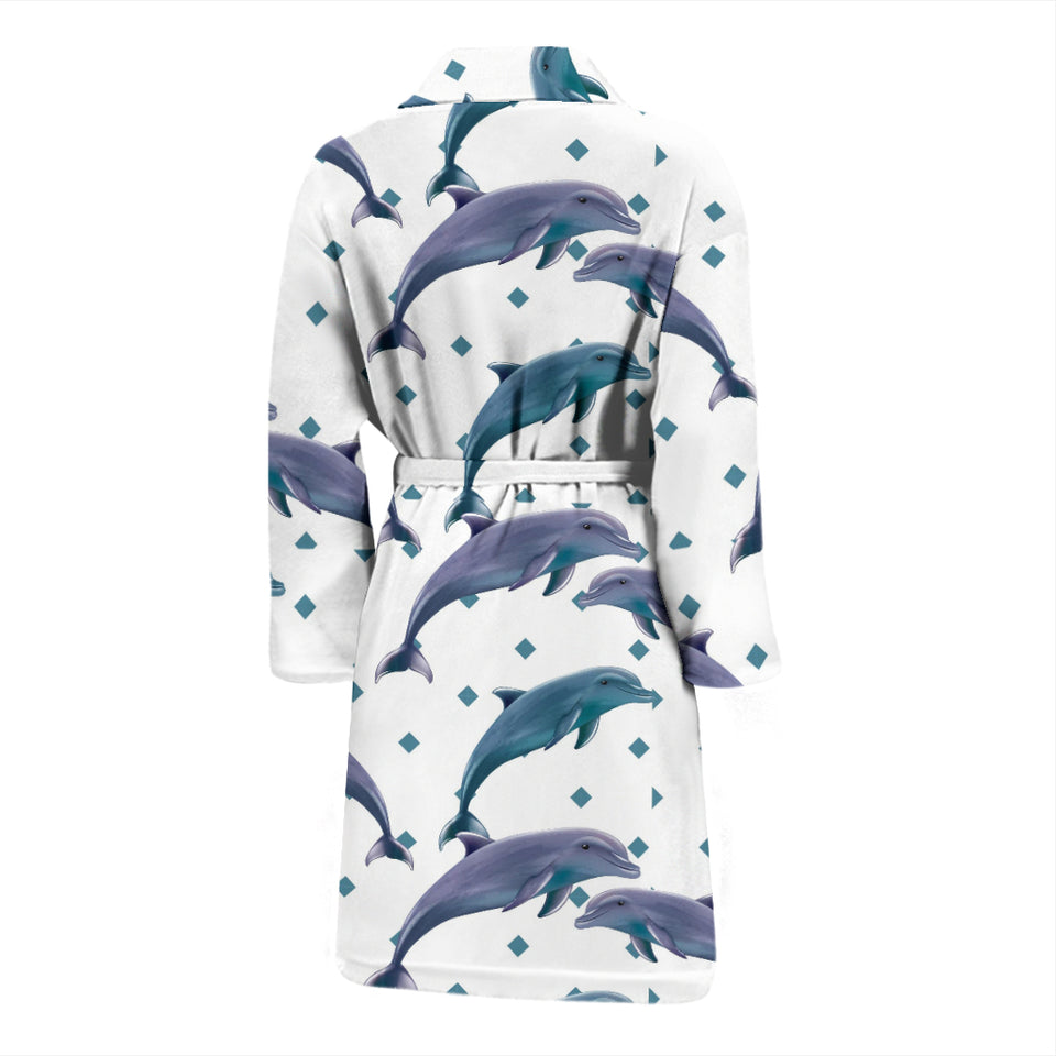 Dolphins Pattern Dotted Background Men'S Bathrobe