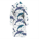 Dolphins Pattern Dotted Background Men'S Bathrobe