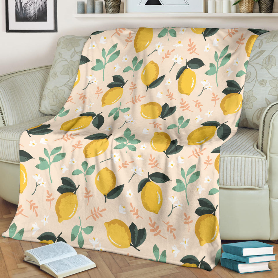 Lemon Flower Leave Pattern Premium Blanket