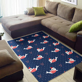 Cute Sea Lion Seal Christmas Hat Candy Cane Heart Pattern Area Rug