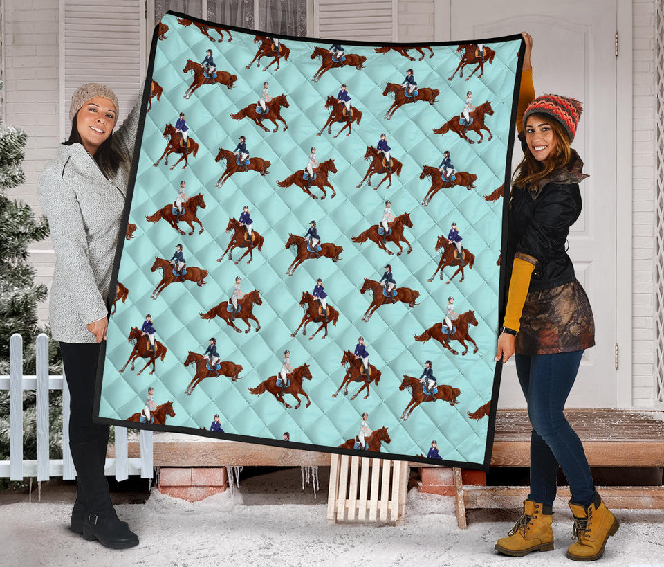 Horses Running Horses Rider Pattern Premium Quilt