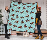 Horses Running Horses Rider Pattern Premium Quilt