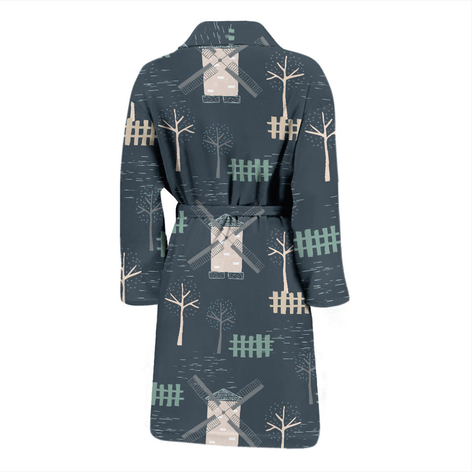 Windmill Tree Pattern Men'S Bathrobe