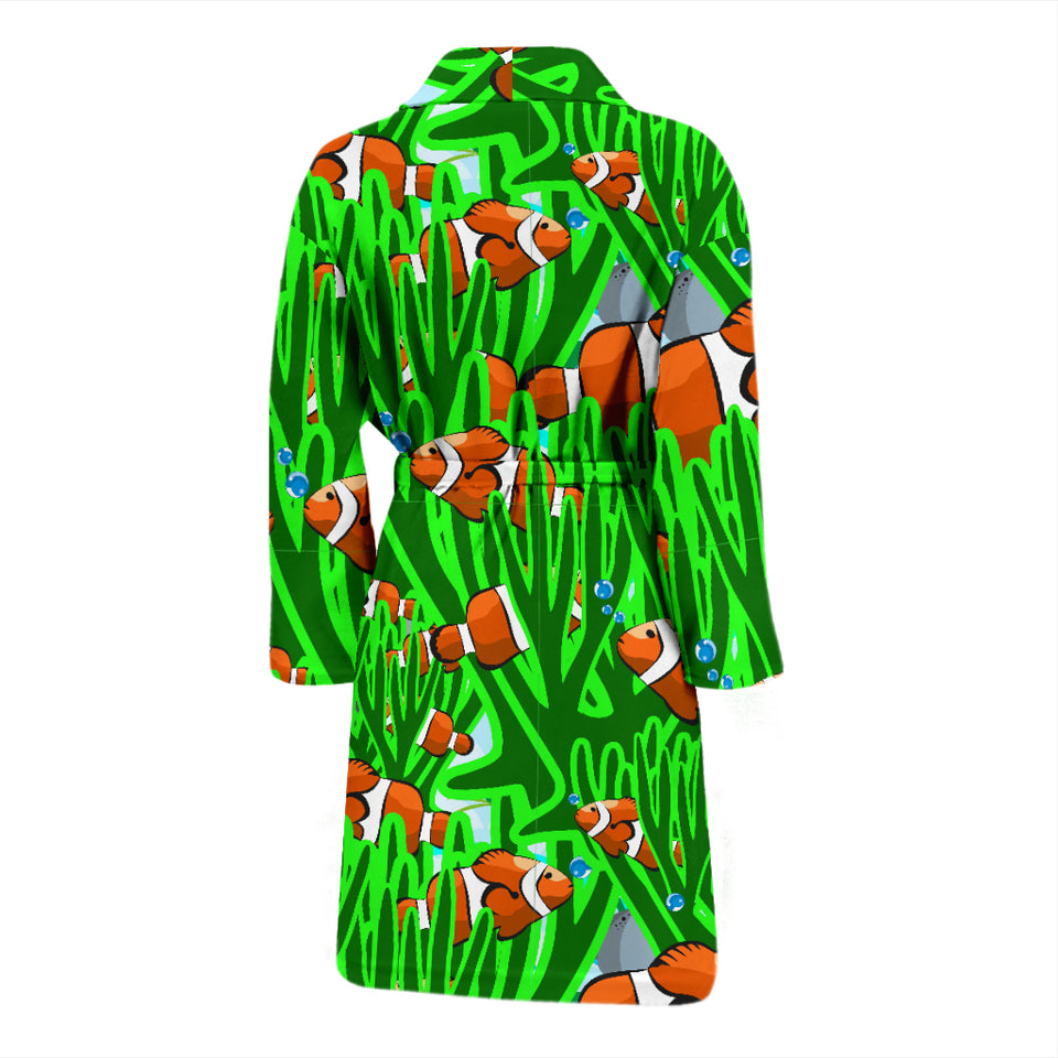 Clown Fish Pattern Print Design 01 Men's Bathrobe