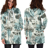 Dragonfly Butterfly Plants Insect Flower Vintage Style Pattern Women'S Hoodie Dress