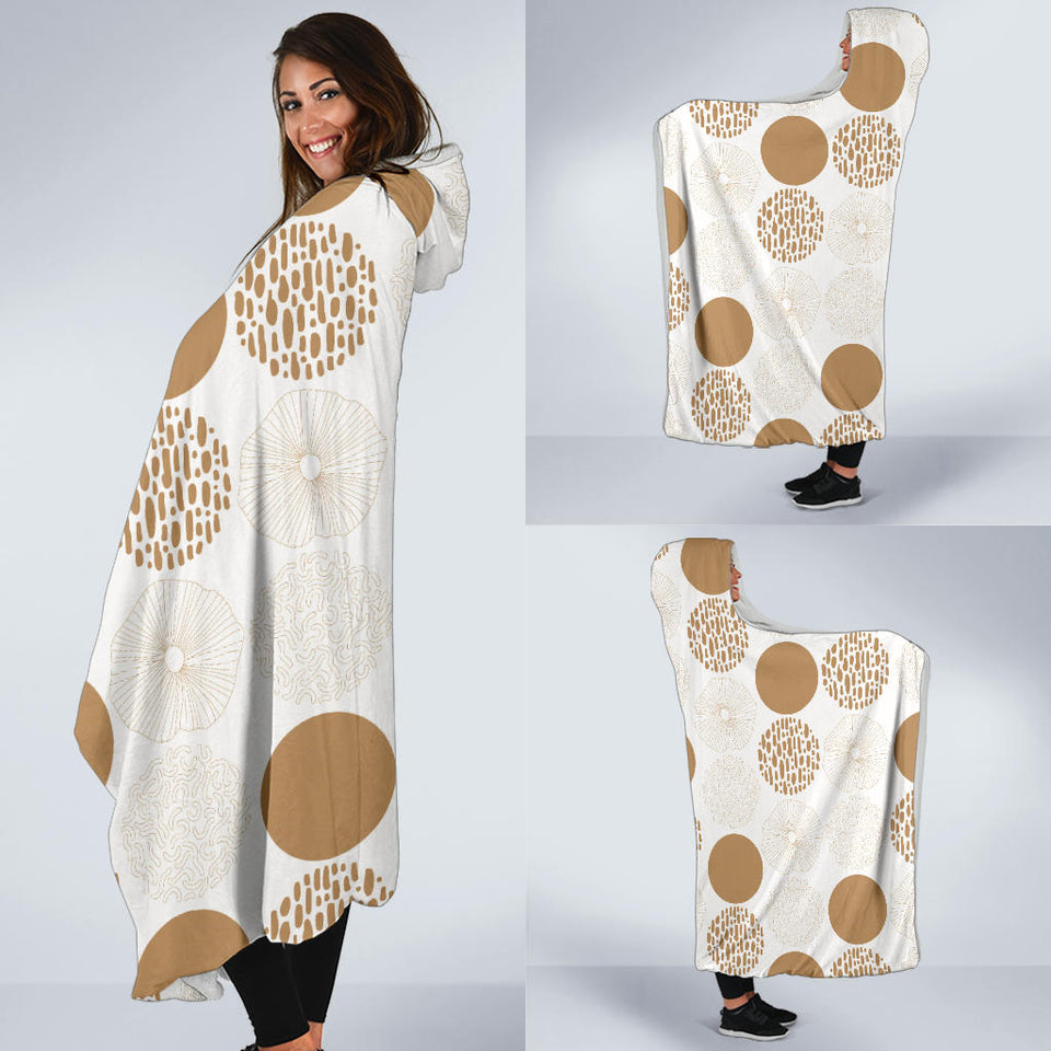 Gold Texture Mushroom Pattern Hooded Blanket