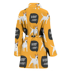 Bull Terrier Pattern Print Design 03 Women's Bathrobe