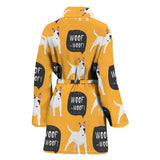 Bull Terrier Pattern Print Design 03 Women's Bathrobe