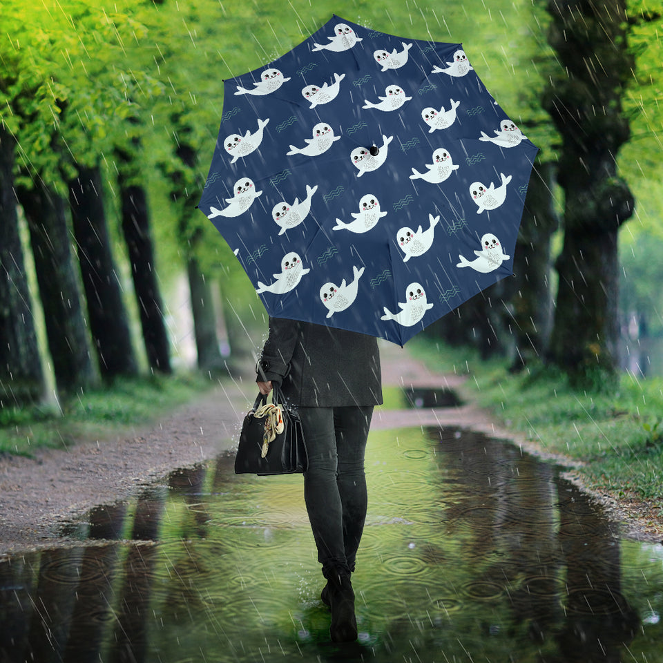 Cute White Baby Sea Lion Seal Pattern Umbrella