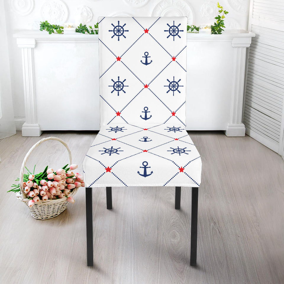 Anchor Rudder Nautical Design Pattern Dining Chair Slipcover