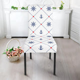 Anchor Rudder Nautical Design Pattern Dining Chair Slipcover