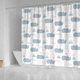 Cute Rhino Heart Pattern Shower Curtain Fulfilled In US