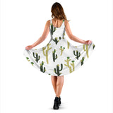 Cute Cactus Pattern Sleeveless Midi Dress