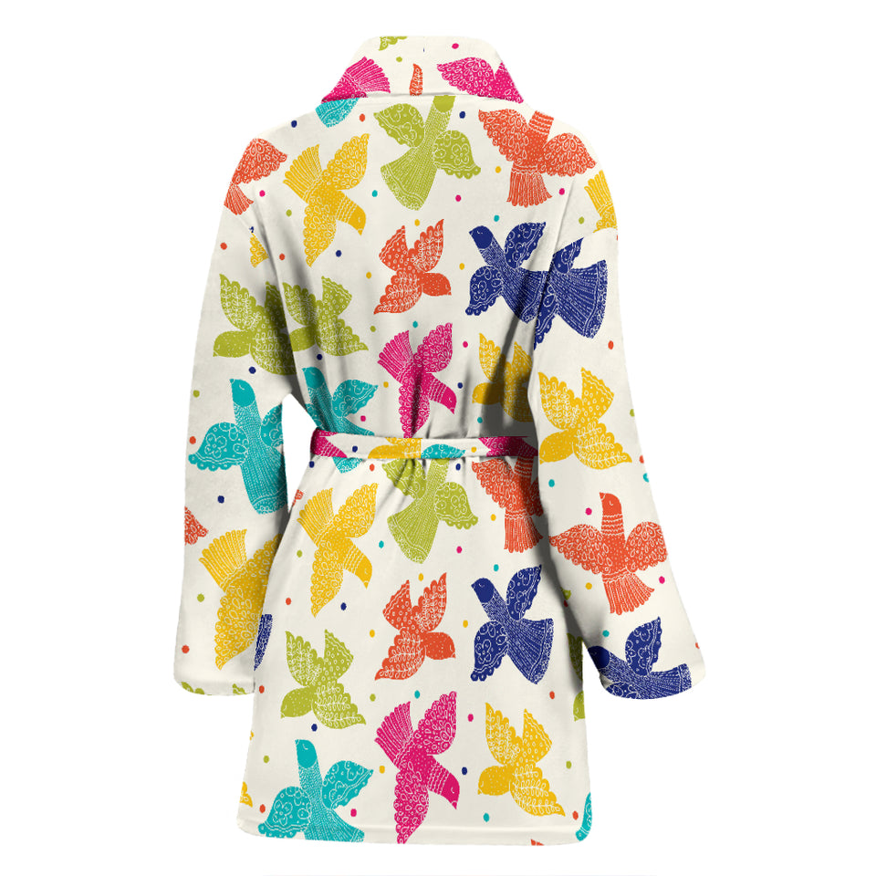 Pigeon Pattern Print Design 01 Women's Bathrobe