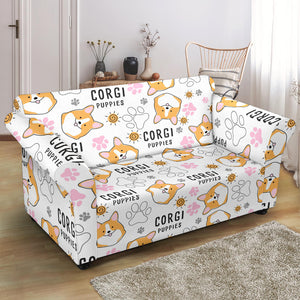 Corgi Dog Pattern Loveseat Couch Slipcover