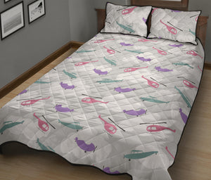 Helicopter plane pattern Quilt Bed Set