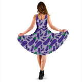 Eggplant Pattern Print Design 03 Sleeveless Midi Dress