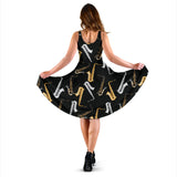 Saxophone Design Pattern Sleeveless Midi Dress