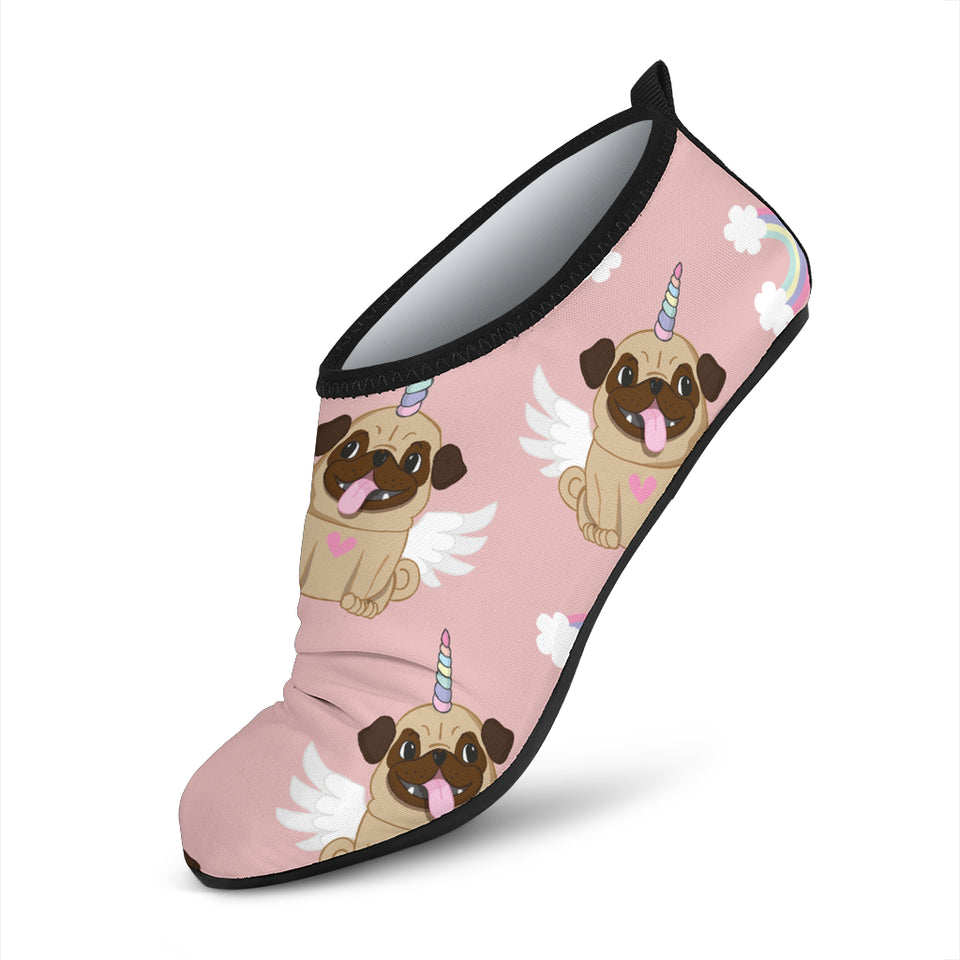 Cute Unicorn Pug Pattern Aqua Shoes