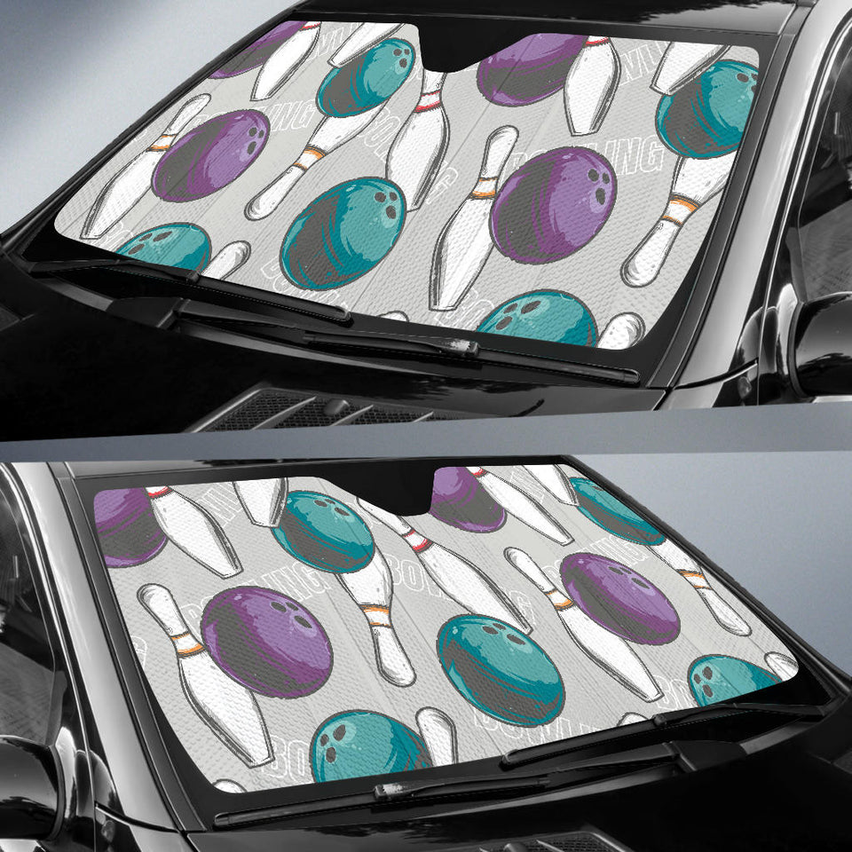 Bowling Ball And Pin Gray Background Car Sun Shade