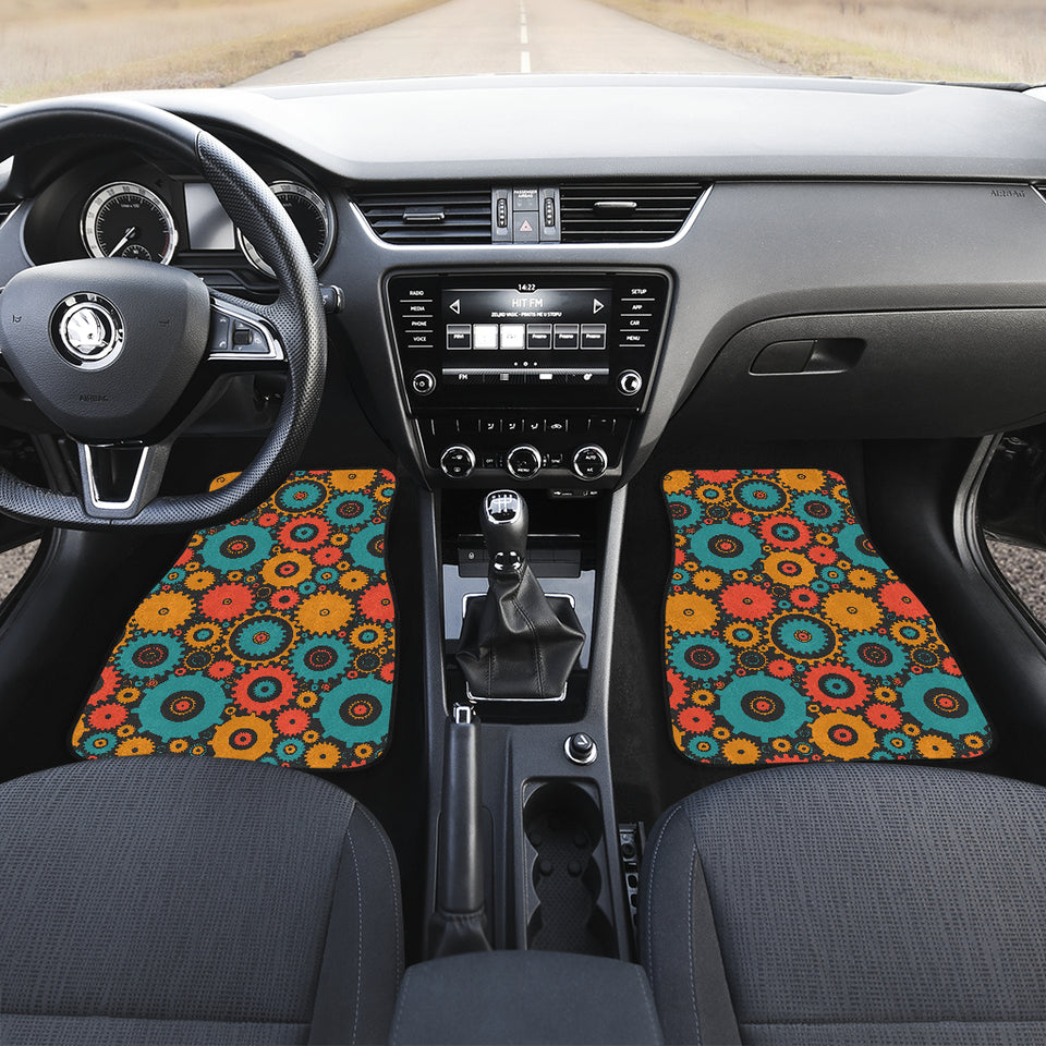 Gear Pattern Print Design 01 Front and Back Car Mats
