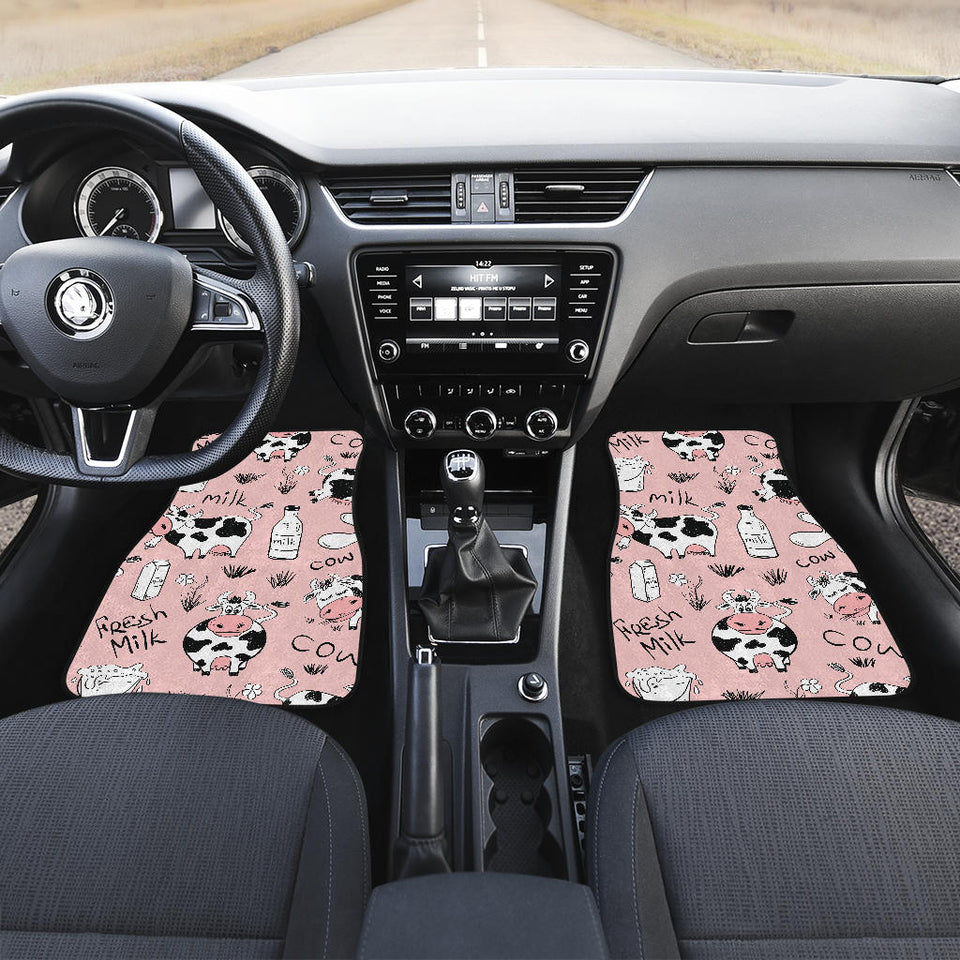 Cows Milk Product Pink Background Front And Back Car Mats