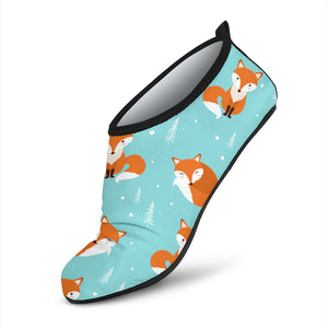 Fox Pattern Blue B Ackground Aqua Shoes