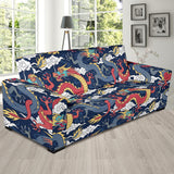 Blue Red Dragon Cloud Pattern Sofa Slipcover