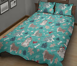 Christmas cute siberian husky puppie pattern Quilt Bed Set