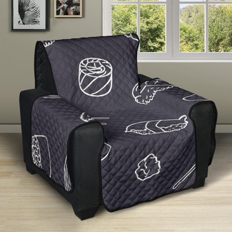 sushi pattern black background Recliner Cover Protector