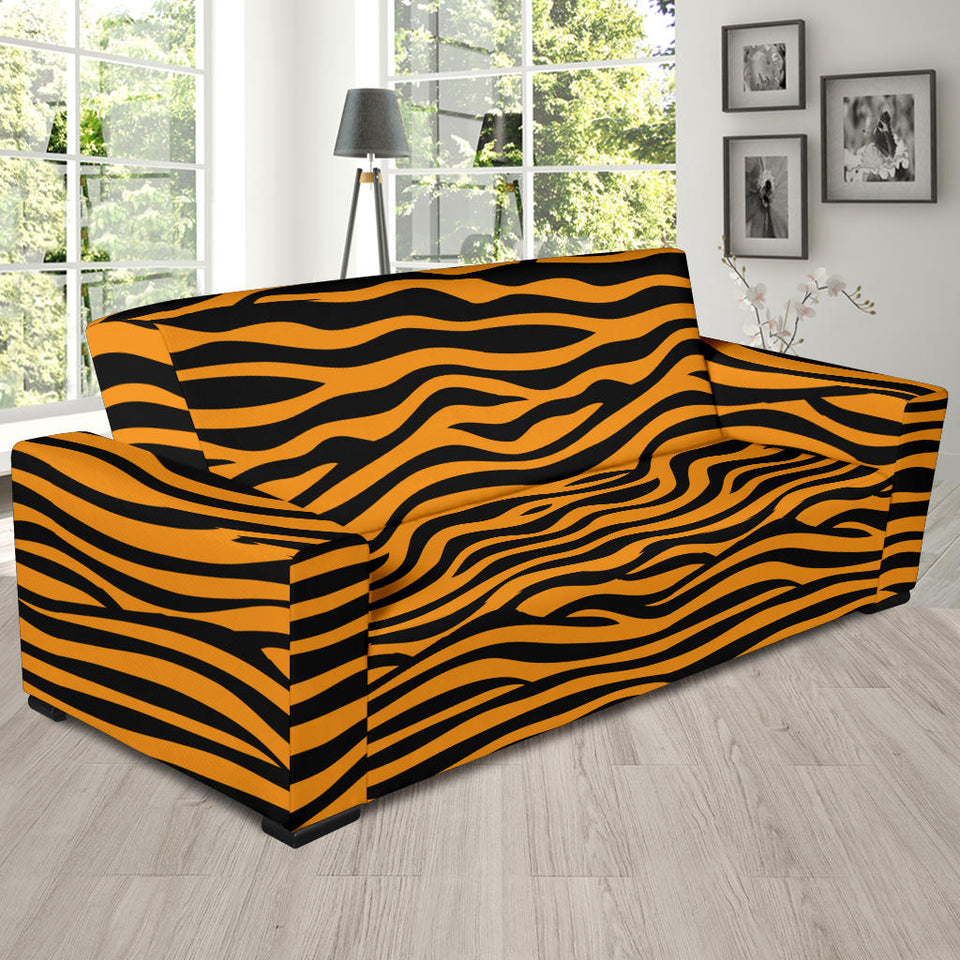 Bengal Tigers Skin Print Pattern Background Sofa Slipcover