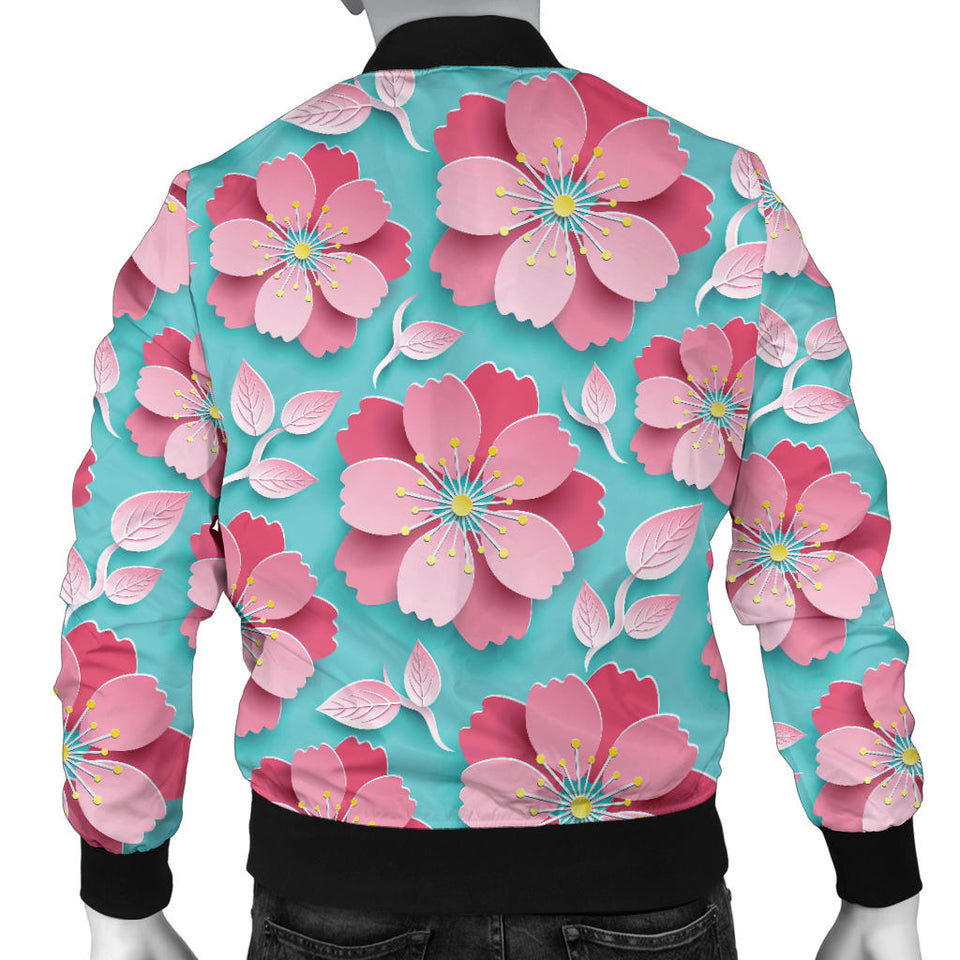 3D Sakura Cherry Blossom Pattern Men'S Bomber Jacket