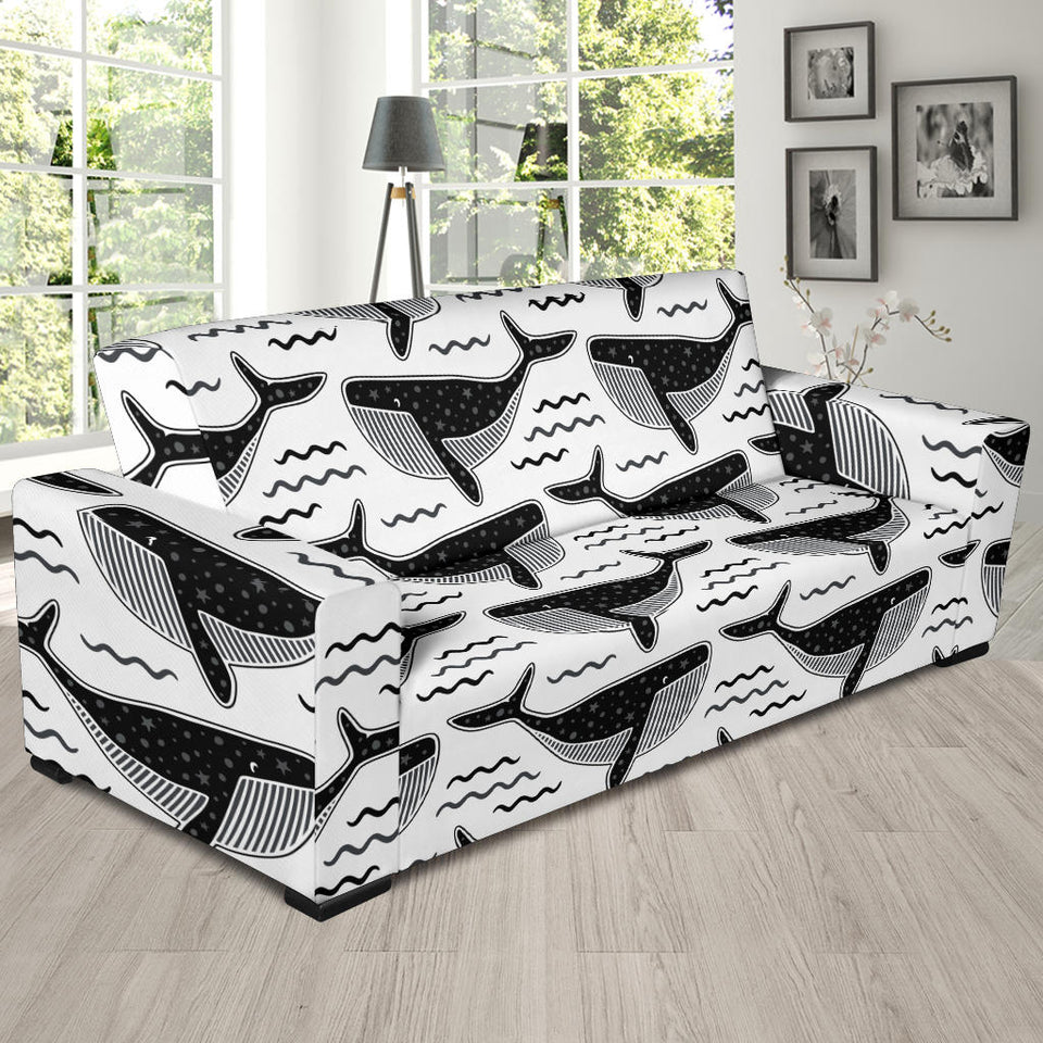 Black Whale Pattern Sofa Slipcover