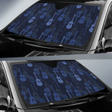 Blue Theme Guitar Pattern Car Sun Shade